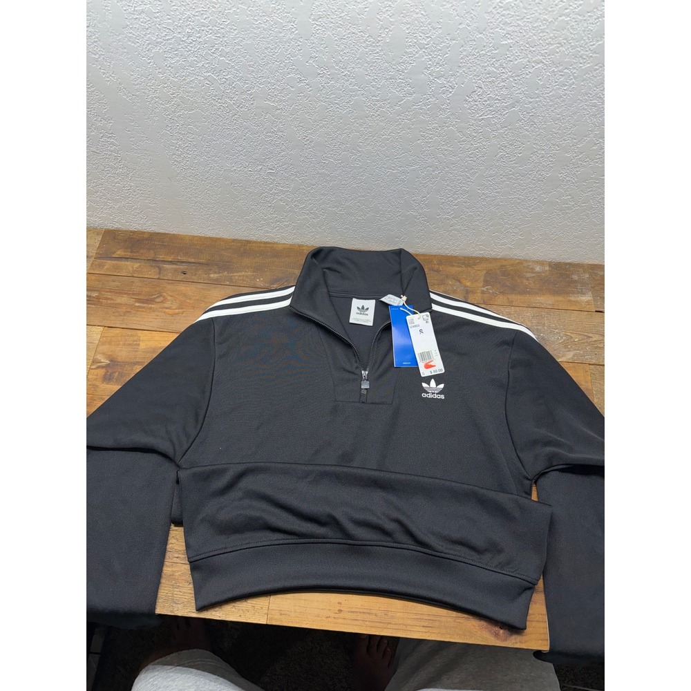 Adidas Originals Funnelneck Quarter Zip Track Top Black IZ4803 Size Small NWT